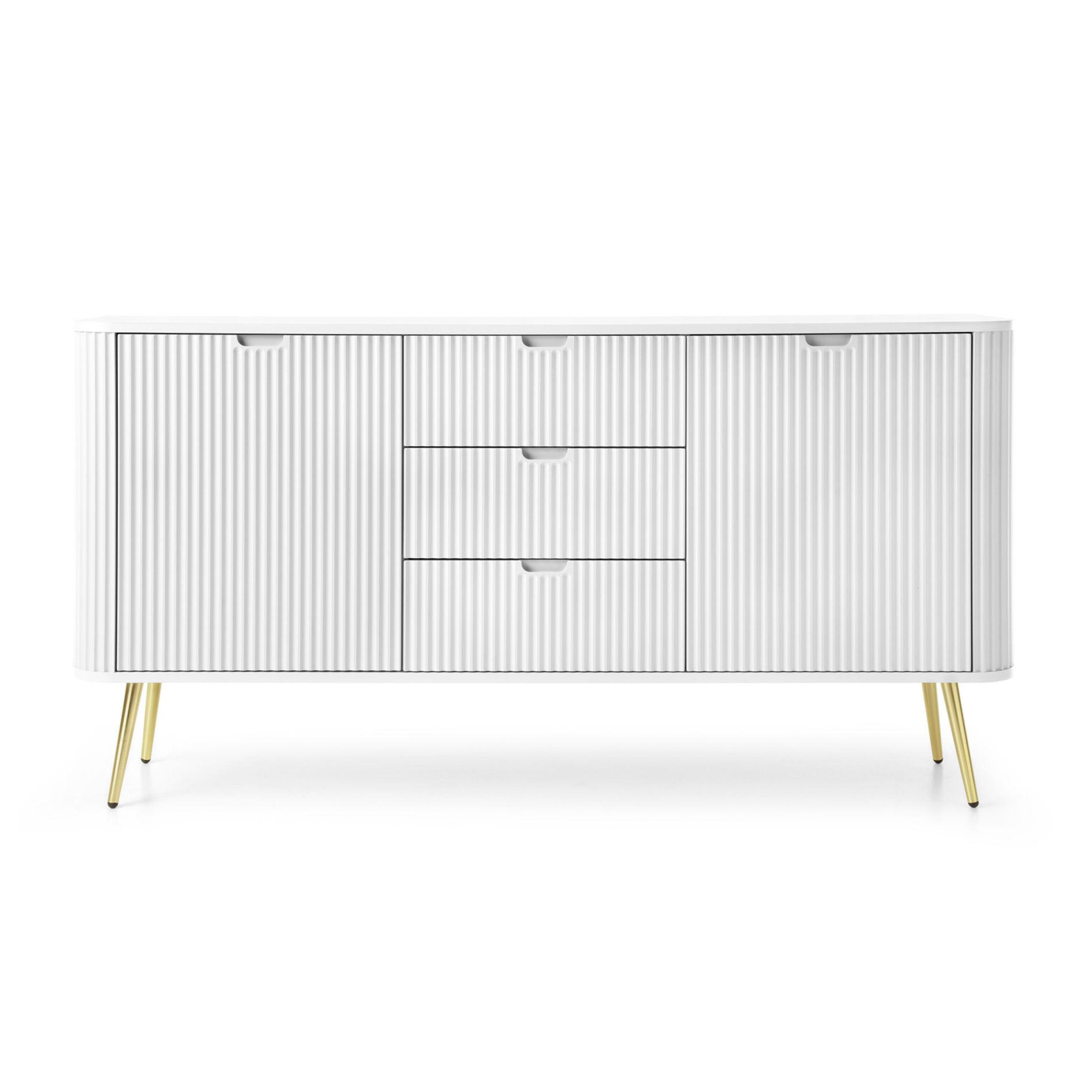 SIDEBOARD Zova Weiß mit goldenen Beinen 168 cm - Goldfarben/Weiß, Holzwerkstoff/Metall (168/87/39cm) - Selsey