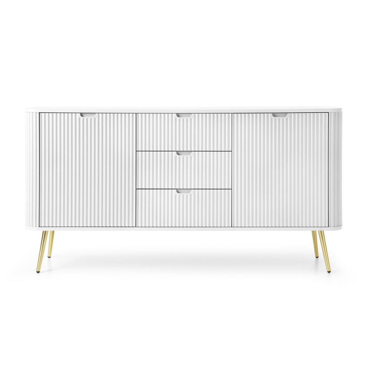 SIDEBOARD Zova Weiß mit goldenen Beinen 168 cm - Goldfarben/Weiß, Holzwerkstoff/Metall (168/87/39cm) - Selsey