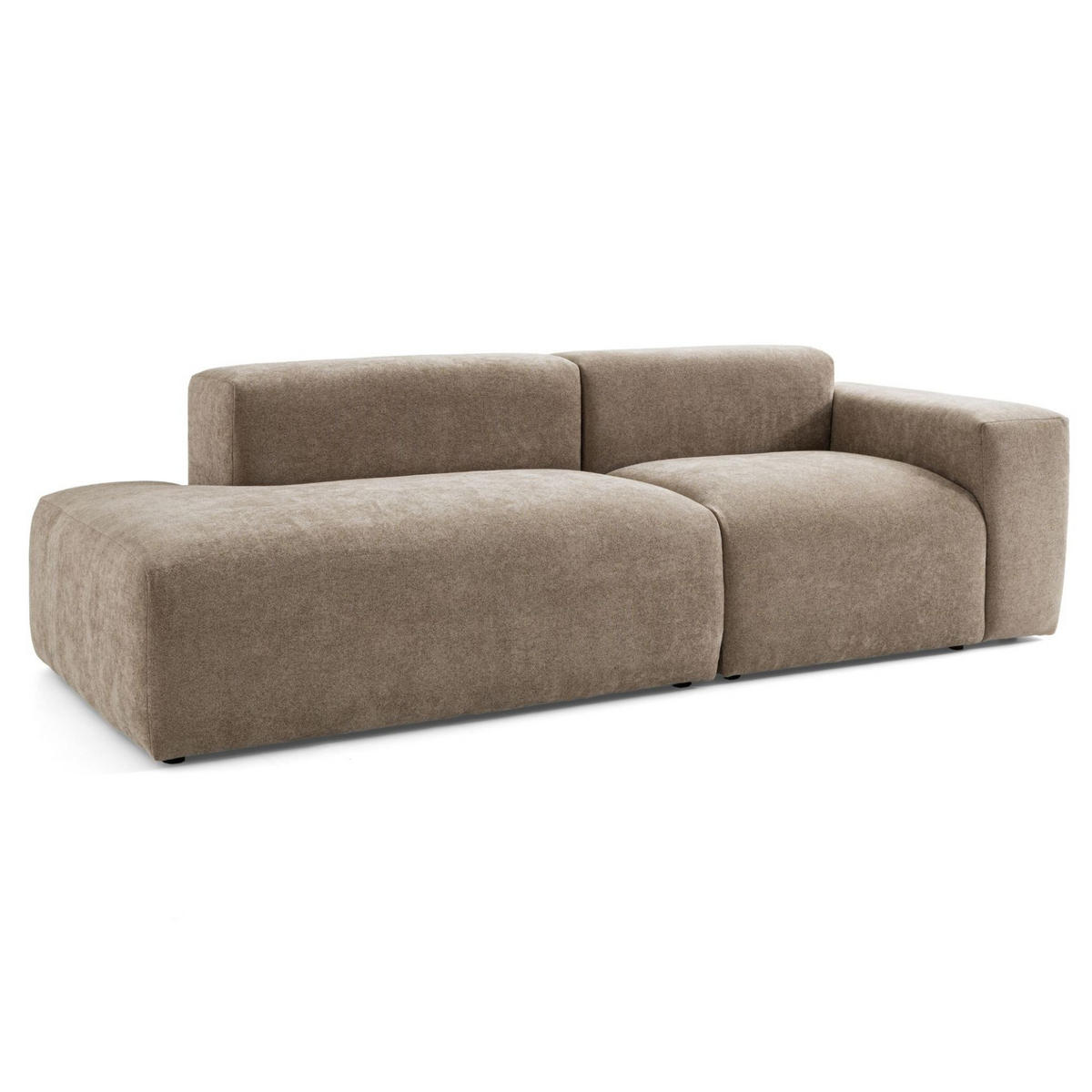 3-SITZER modulares Sofa HEAVEN SET 1 Links, Breite 255 cm Webstoff Braun - Schwarz/Braun, Holz/Kunststoff (255/71/102cm) - Muffo