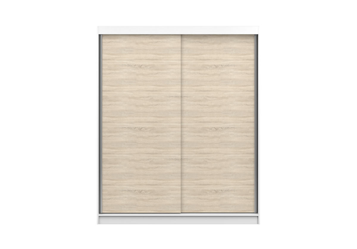 SCHIEBETÜRENSCHRANK - Kleiderschrank EVA 04 - Weiß + Sonoma - Weiß/Sonoma Eiche, Holzwerkstoff (160/195/61cm) - Möblo