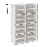 SCHUHSCHRANK 8 Klappen Weiß – B122 cm - Weiß, Metall (33/122/44cm) - Calicosy