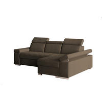 ECKSOFA mit Schlaffunktion Luka L Twist 06 - Braun - Rechts - Silberfarben/Braun, Holzwerkstoff (260/168cm) - Möblo