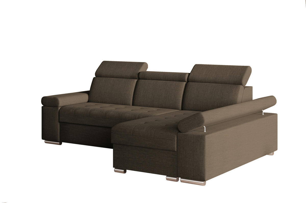 ECKSOFA mit Schlaffunktion Luka L Twist 06 - Braun - Rechts - Silberfarben/Braun, Holzwerkstoff (260/168cm) - Möblo