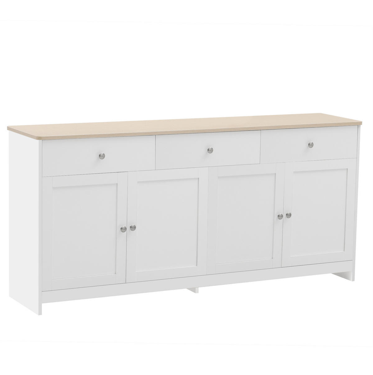 SIDEBOARD 160/37/75 cm aus MDF mit 3 Schubladen und verstellbaren Einlegeböden Weiß/Holzfarben - Weiß, Holzwerkstoff (160/75/37cm) - Modenvie