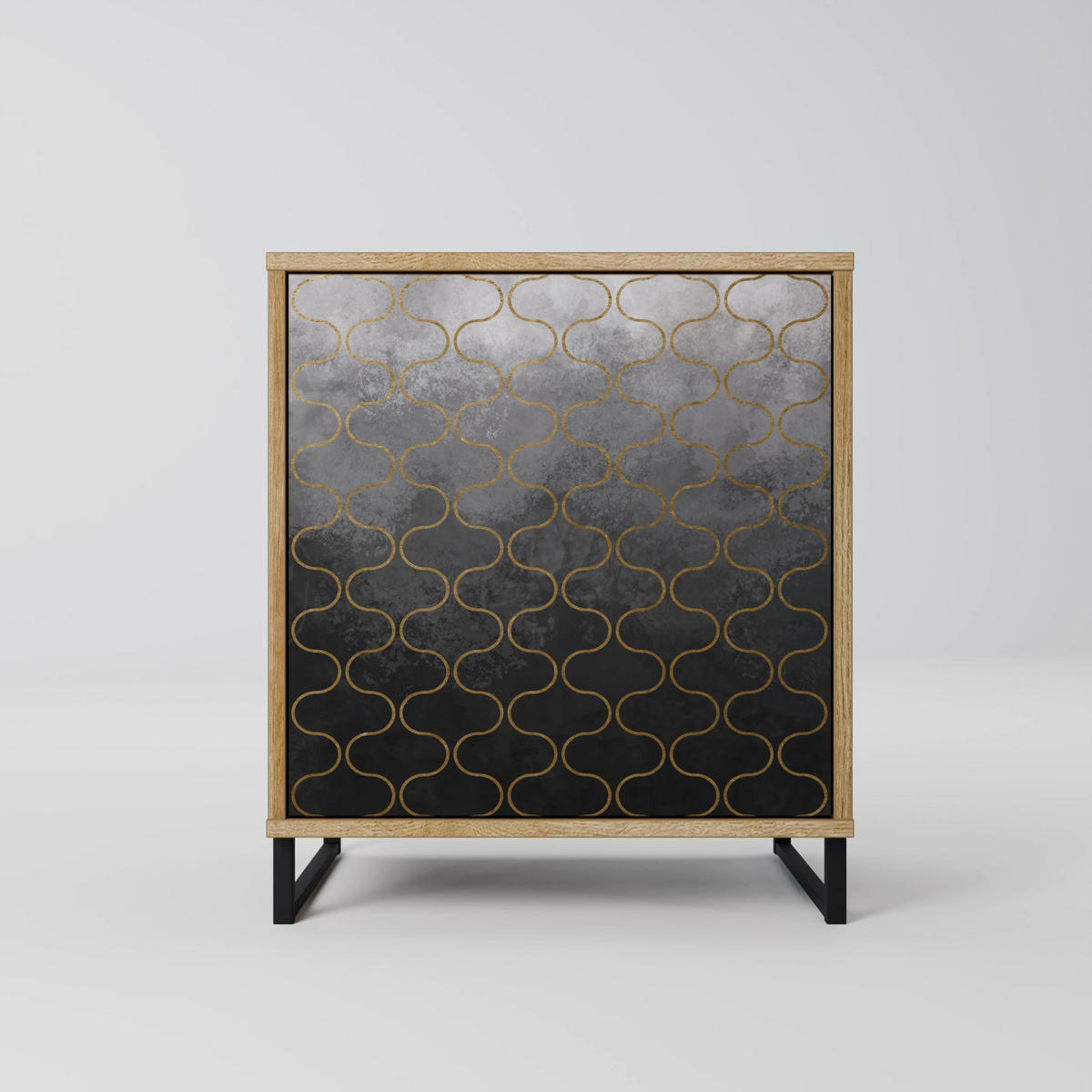 SIDEBOARD TESSELATED GRAYISH, Eichefarben, 57,5x42x57,5 cm, Ohne Füße - Eichefarben/Multicolor, Holzwerkstoff (57.5/57.5/42cm) - SpaceRebels