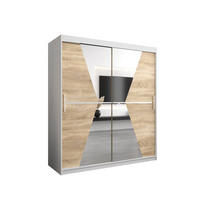 SCHWEBETÜRENSCHRANK 200/180/62 2-türig - Silberfarben/Weiß, Holz/Kunststoff (180/200/62cm) - Abiks Möbel