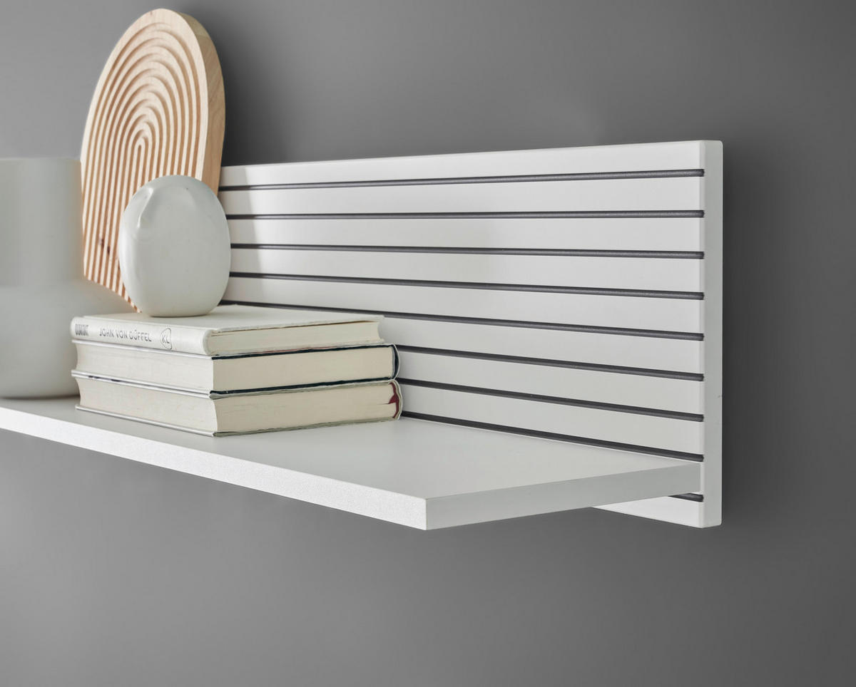 WANDBOARD M17 Weiß Matt 150/22/21 cm mit Rillen - Weiß, Holzwerkstoff (150/22/21cm) - Livojo