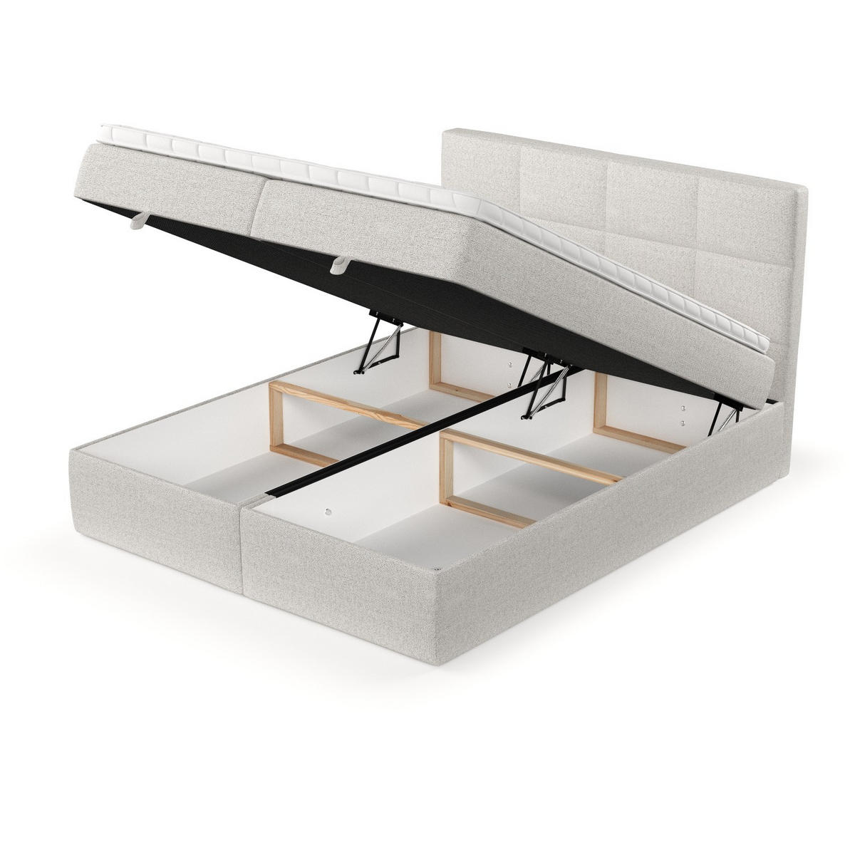 BOXBETT Velto 180/200 cm Hellbeige im Riva Stoff - Sandfarben/Schwarz, Holz/Holzwerkstoff (180/200cm) - AltaBeds