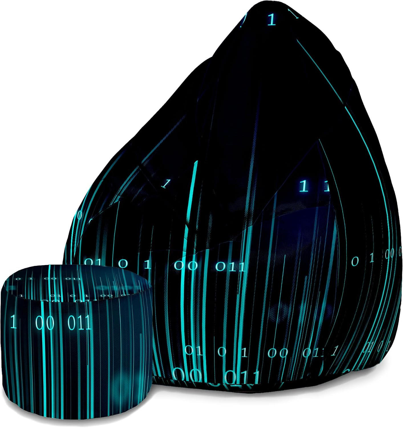 SITZSACK PEARSHAPE MIT FUßSTÜTZE Velvet 2-tlg Binary Code M - Blaugrau, Textil (70/120/70cm) - Dreamroots