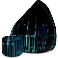 SITZSACK PEARSHAPE MIT FUßSTÜTZE Velvet 2-tlg Binary Code M - Blaugrau, Textil (70/120/70cm) - Dreamroots