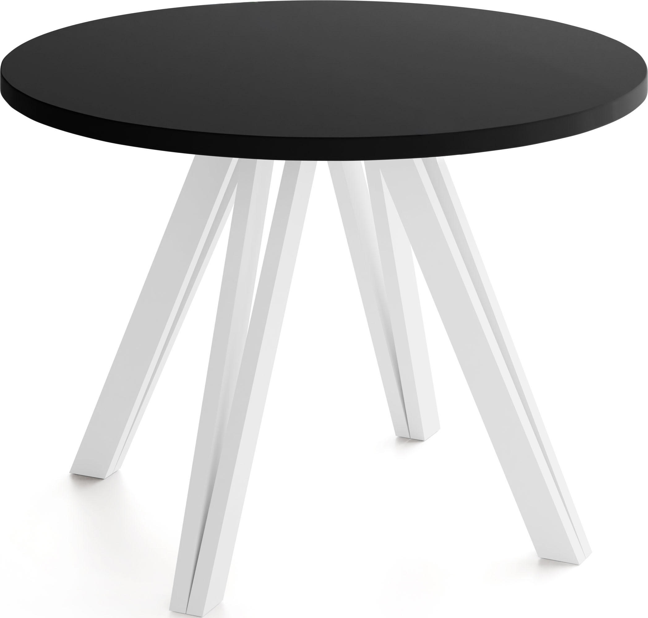 ESSTISCH Ravero rund, Schwarz 100/100/77 cm - Schwarz/Weiß, Holz/Holzwerkstoff (100/100/76.5cm) - WFL GROUP