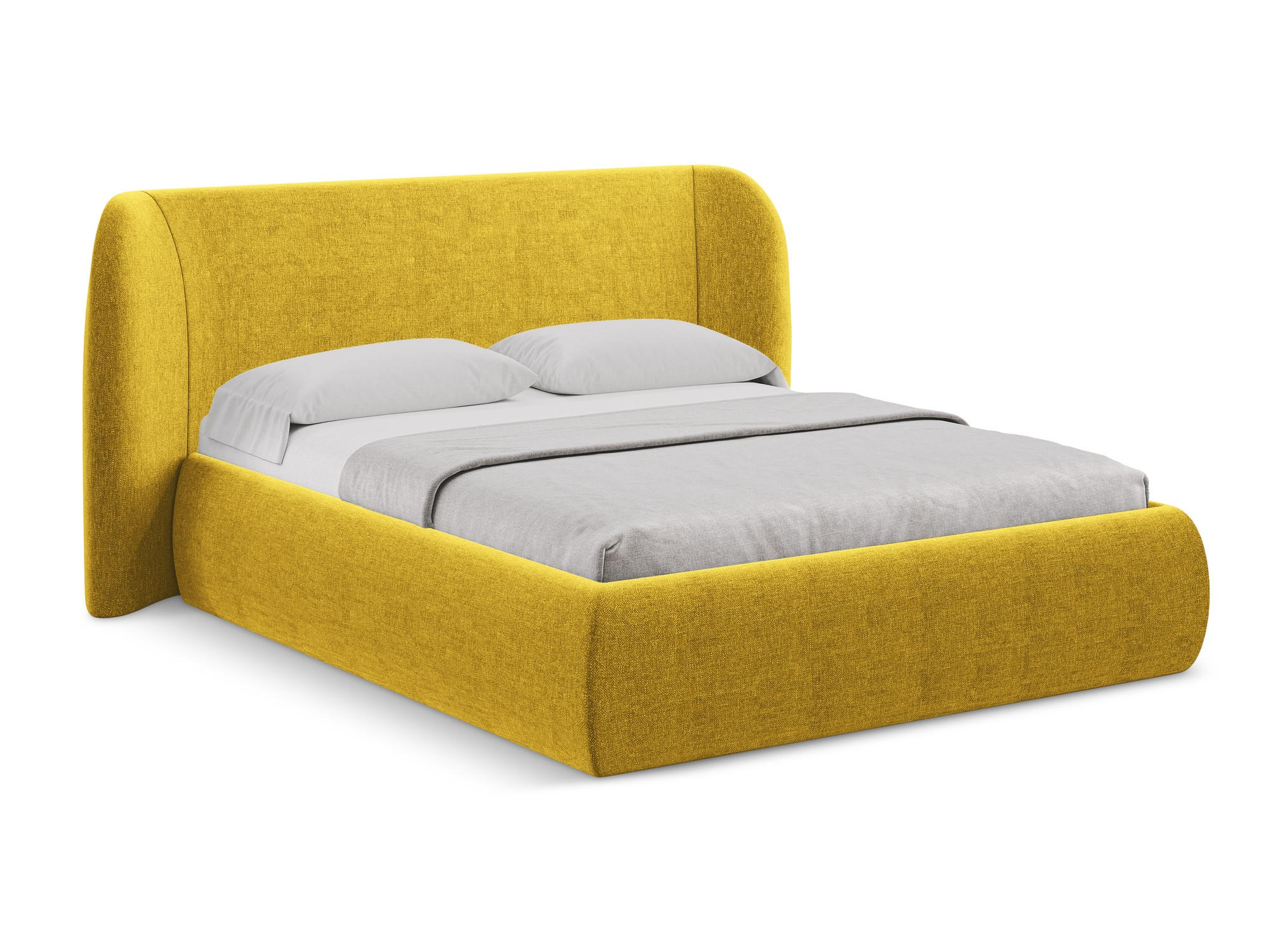 POLSTERBETT mit Bettkasten und Lattenrost 190x215 Gelb - Currygelb/Gelb, Kunststoff/Textil (140/200cm) - Makamii