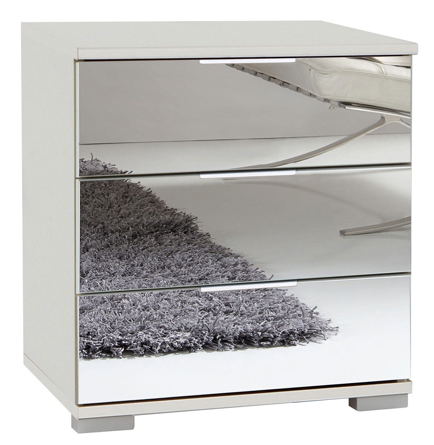 NACHTKONSOLE Easy Plus weiß / Spiegel 52 / 38 / 56cm - Weiß/Grau, Holz/Holzwerkstoff (52/56/38cm) - Wimex