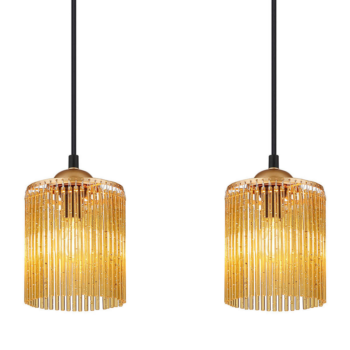 LED HÄNGELEUCHTE LEEDS Gold Acrylstäbe Amber - Goldfarben, Metall (87/12/133cm) - Nowa