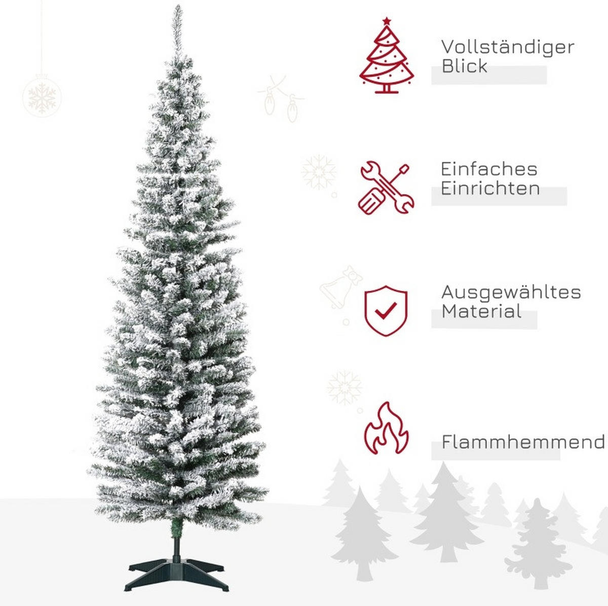 WEIHNACHTSBÄUME 55/55/180 cm weiß-grün aus Kunststoff ohne Beleuchtung - Weiß, Kunststoff (180cm) - OKWISH