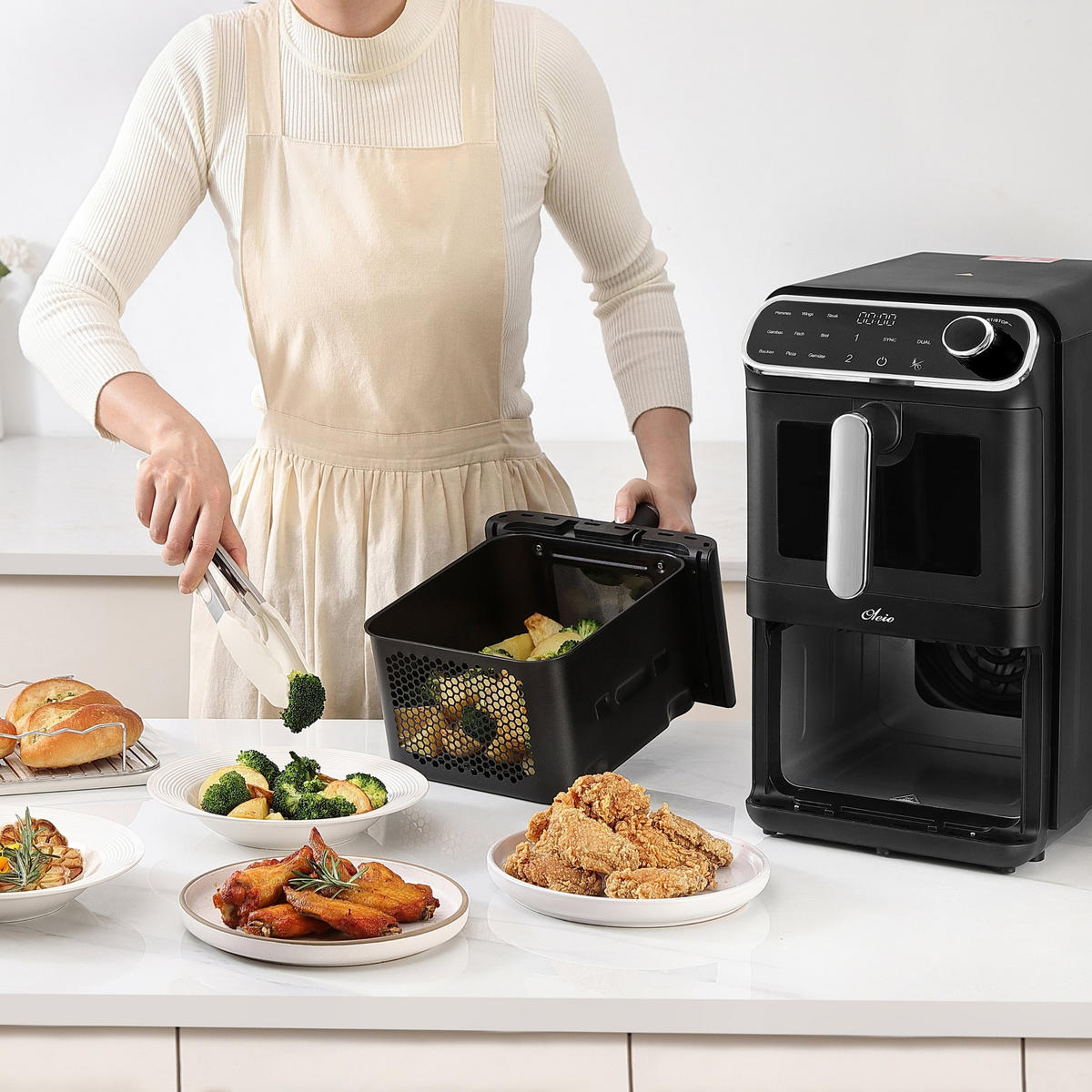 HEISSLUFTFRITTEUSE 11 l - Schwarz, Kunststoff (24/45/42cm) - Oleio