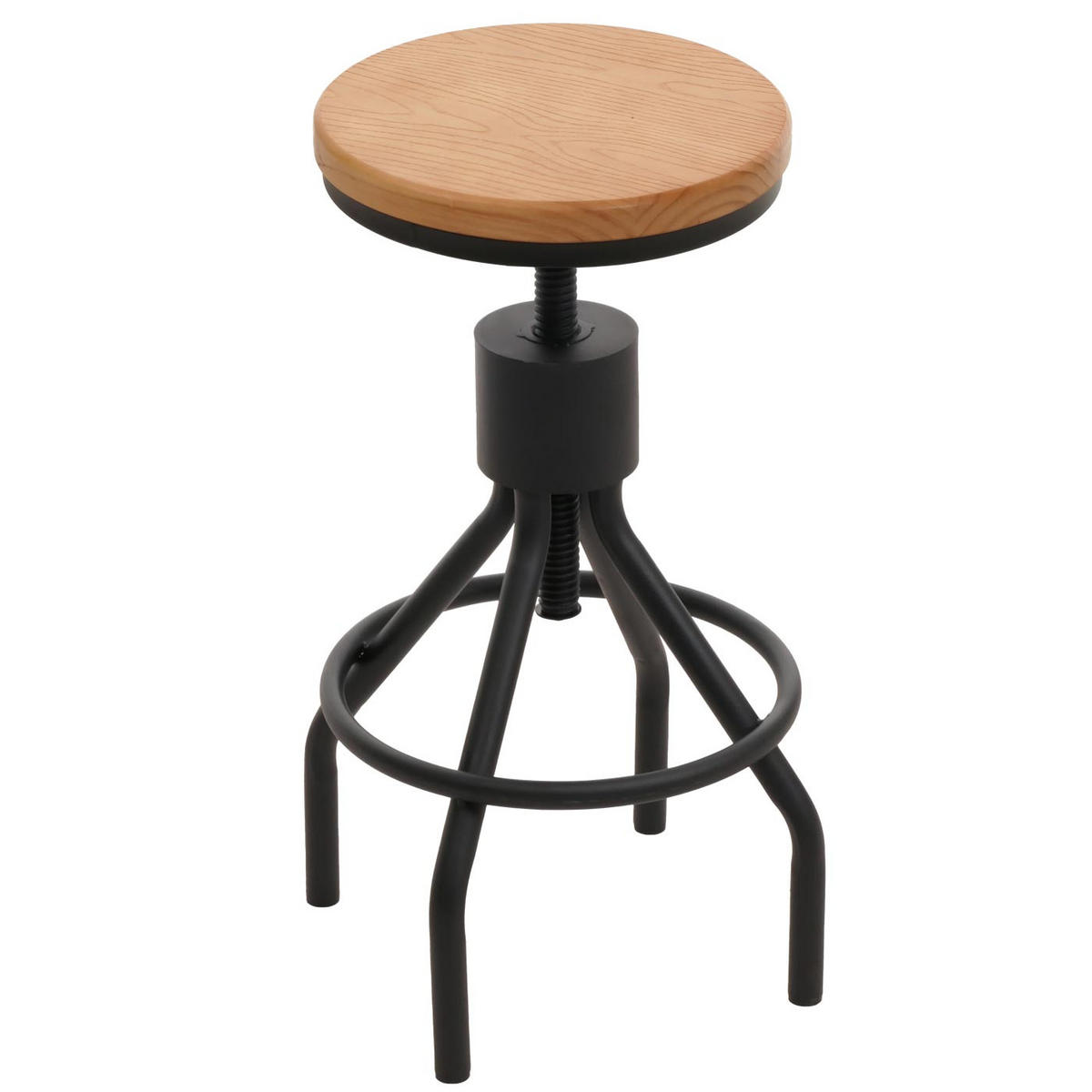 BARHOCKER 2er-Set Sitzhöhe 59-80cm höhenverstellbar drehbar Fußablage Metall Massiv-Holz Natur - Braun, Holz/Metall (34/80/34cm) - PROREGAL