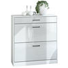 SCHUHSCHRANK Elvas Front in Weiß Hochglanz - Weiß Hochglanz, Holzwerkstoff (89/95.5/27cm) - Vladon