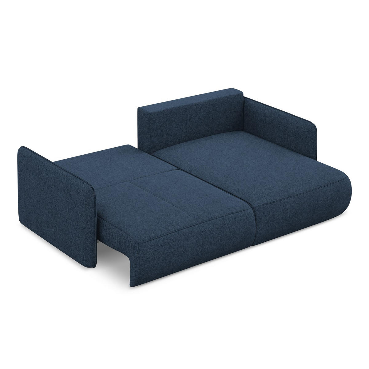 ECKSOFA mit Schlaffunktion Chenille Stoff Blau - Blau/Schwarz, Kunststoff/Textil (207/148cm) - LaMiaSofa