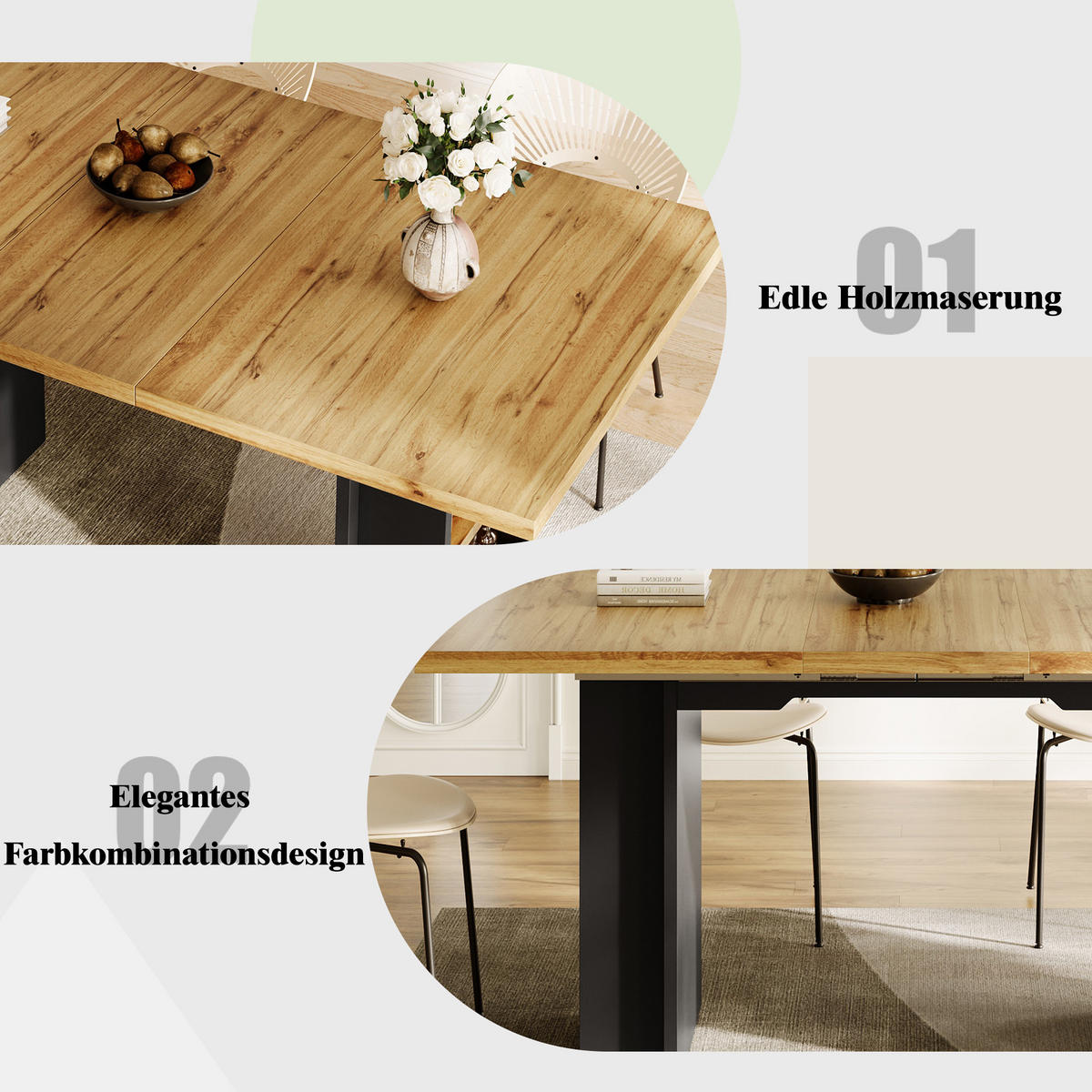 JÍDELNÍ STŮL rozkládací (120-160 cm) ve vzhledu dřeva antracit - přírodní, kompozitní dřevo (80/160/75cm) - Urban Meuble