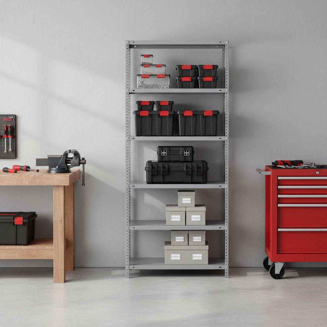 SCHRAUBREGAL PANDA TALL | HxBxT 200x100x50cm | 6 Fachböden | Fachlast 100kg | Grau - Grau, Metall (100/200/50cm) - PROREGAL