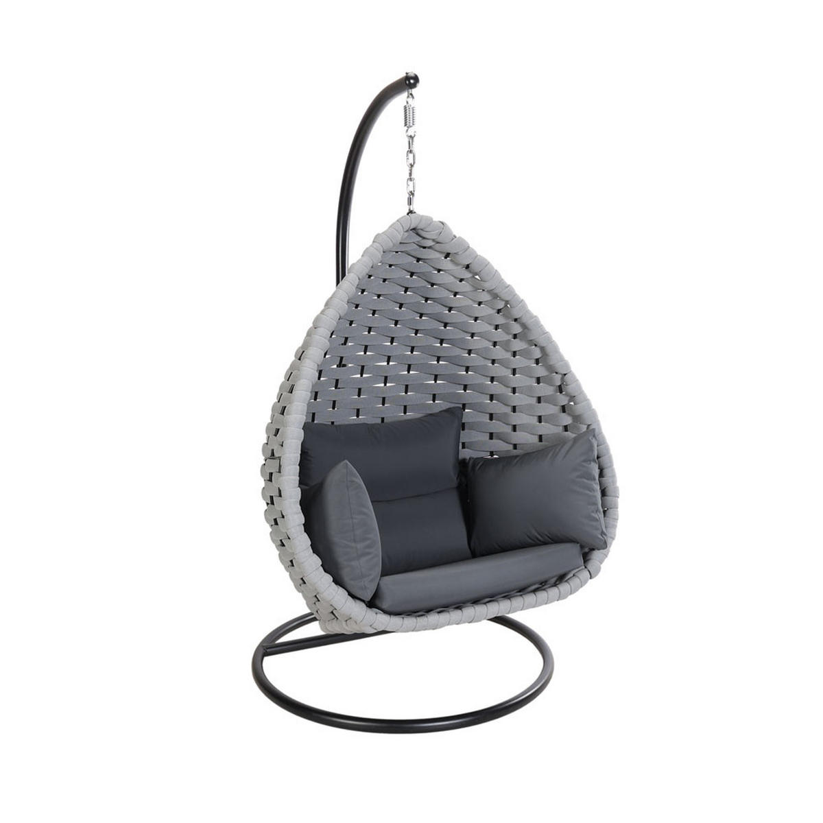 HÄNGESESSEL CADEIRA - Hellgrau, 1-Sitzer - Hellgrau, Kunststoff/Metall (114/123/72cm) - Home Deluxe