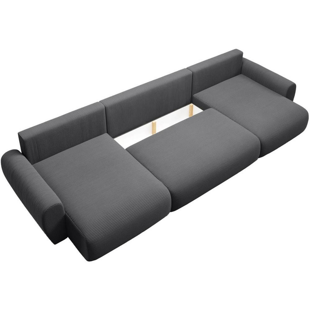 WOHNLANDSCHAFT mit Schlaffunktion Poss U dunkelgrau - Dunkelgrau, Textil (395/70/153cm) - Beautysofa