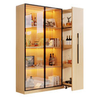 KÜCHENSCHRANK MIT LED-BELEUCHTUNG, Glastür und Seitenauszug, MDF, 110,5/160/35 cm - Eichefarben, Kunststoff (35/160/110cm) - Rolipo