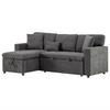 ECKECKSCHLAFSOFA Oxford-Stoff mit USB-Anschluss und Stauraum Dunkelgrau 214/131/87 cm - Dunkelgrau, Textil (87/131cm) - Redom