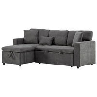 ECKECKSCHLAFSOFA Oxford-Stoff mit USB-Anschluss und Stauraum Dunkelgrau 214/131/87 cm - Dunkelgrau, Textil (87/131cm) - Redom