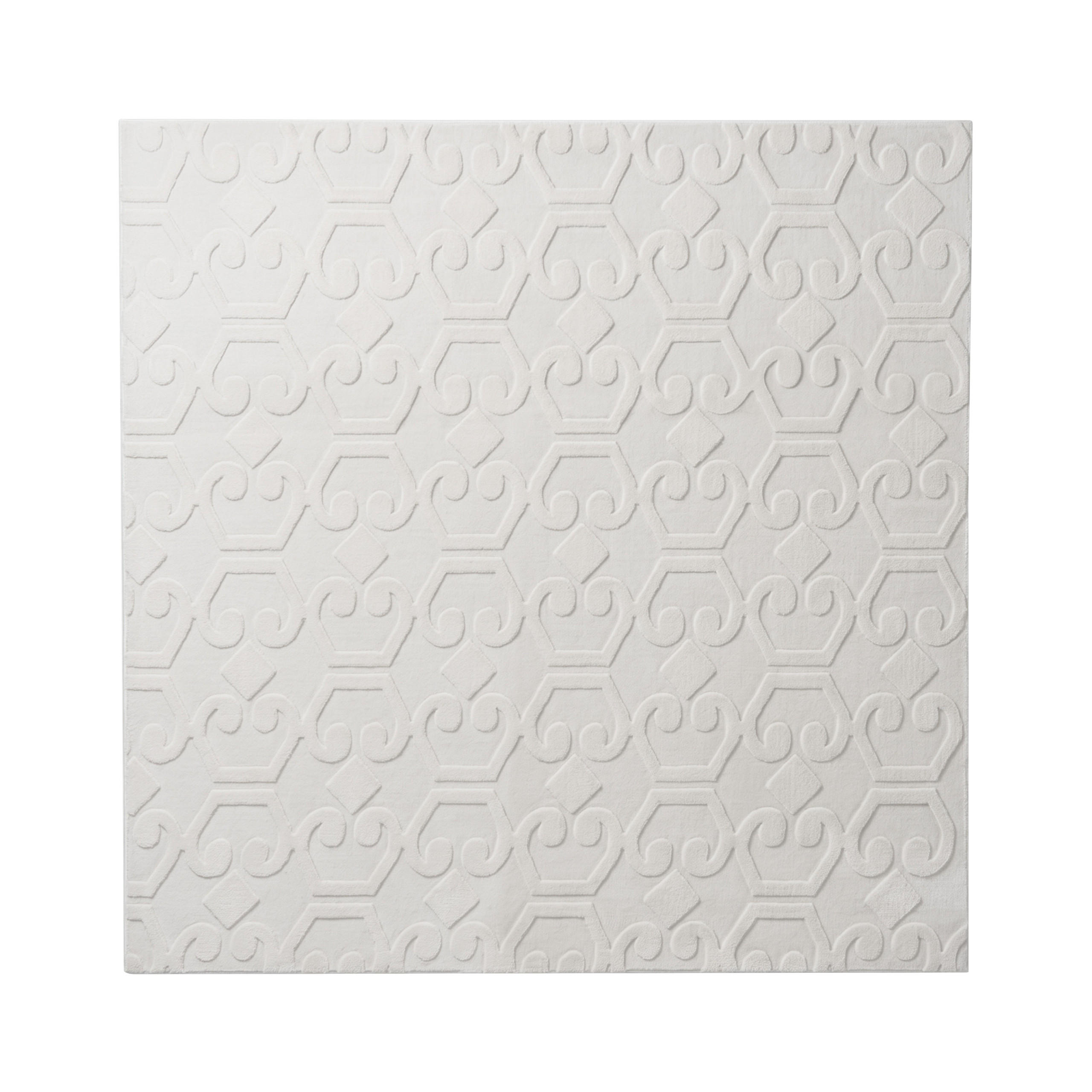 TEPPICH Cremeweiß 160/160 cm Gannett - Creme/Weiß, Textil (160/160cm) - Beliani