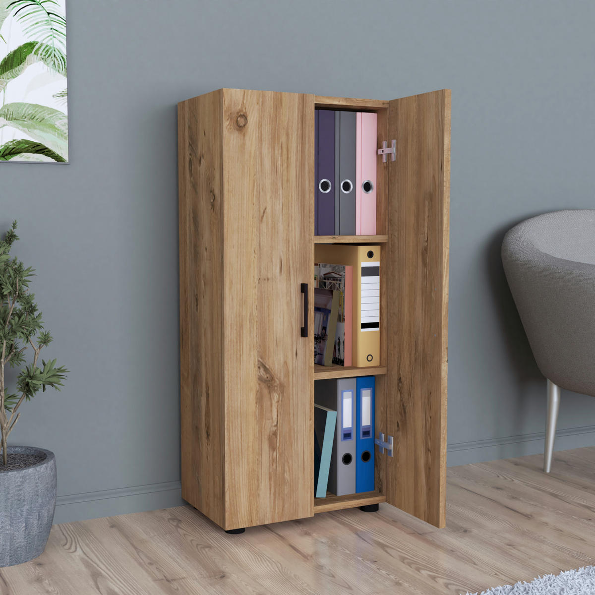 UNIVERZÁLNÍ SKŘÍŇ Åsnes - barva dubu, kompozitní dřevo (49/108/32cm) - [en.casa]