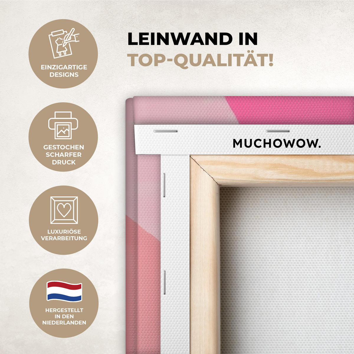 LEINWANDBILD Obst - Abstrakter Hintergrund - Rosa Deko Wohnzimmer 20x20 cm - Pink, Textil (20/20cm) - MuchoWow