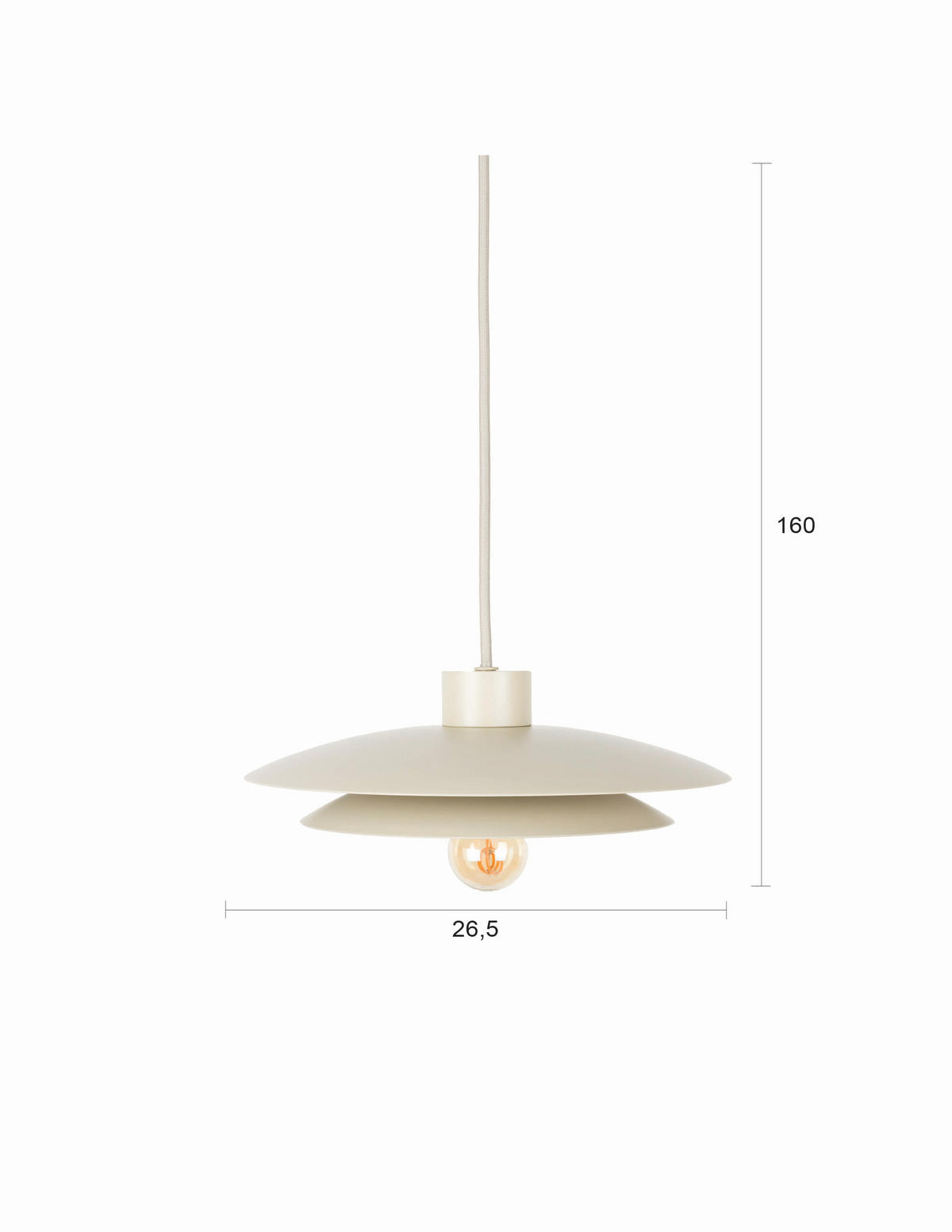 HÄNGELAMPE Wubbo - Beige - 26.5/26.5/160 cm - Beige, Metall (26.5/26.5/160cm)