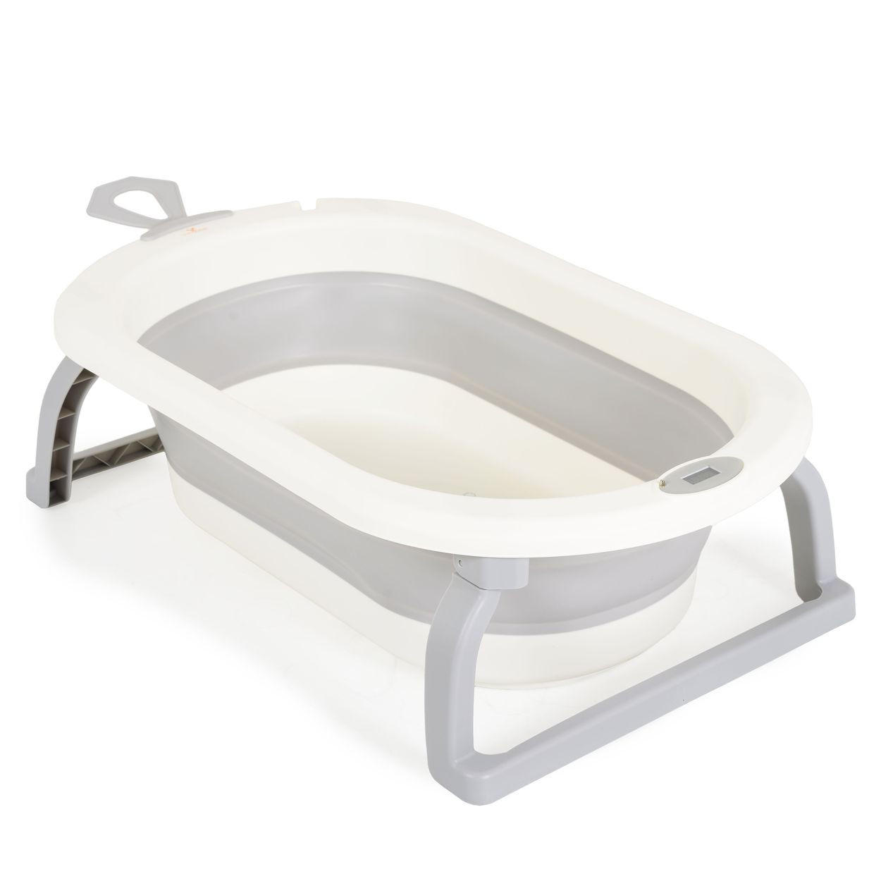 BABYBADEWANNE Terra 87 cm grau Digitalthermometer 87 cm lang Wasserablauf - Grau, Kunststoff (48/87cm) - Cangaroo