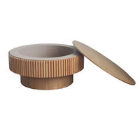 COUCHTISCH DE-37318 rund mit verstecktem Stauraum und Rillendesign Naturholz - Naturfarben, Holzwerkstoff (75/75/35cm) - ComfortXL