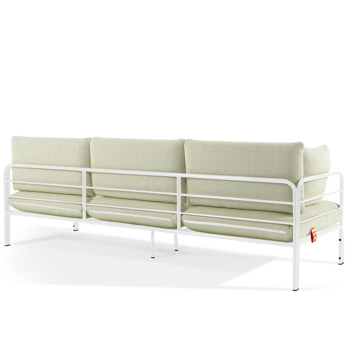 GARTENMÖBELSET RAMBE 4-tlg. 1x Tisch 2x Sessel 1x Sofa 3-Sitzer, mit Auflage, Stahlrahmen, LOFT-STIL, Weiß - Weiß/Hellgrün, Glas/Textil - KONSIMO®