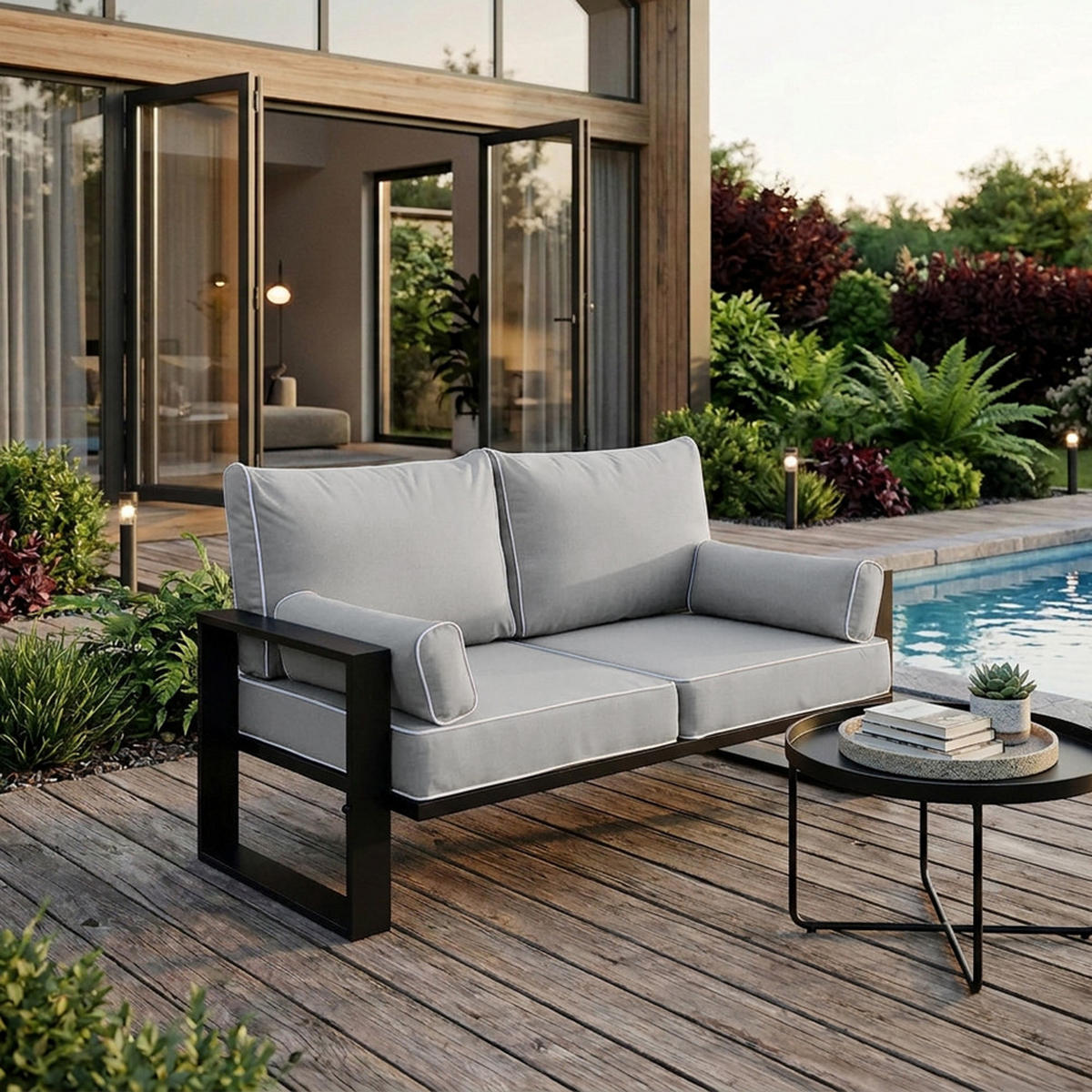 LOUNGESOFA 2-Sitzer Verdino mit Metallrahmen 150 cm Hellgrau - Grau, Metall (150/90/87cm) - Beautysofa