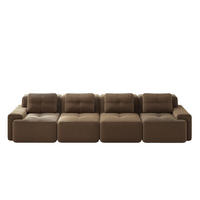 SOFA modular mit Tiefsitz 74 cm Cord Braun - Braun, Kunststoff (104/69/382cm) - Meubliv