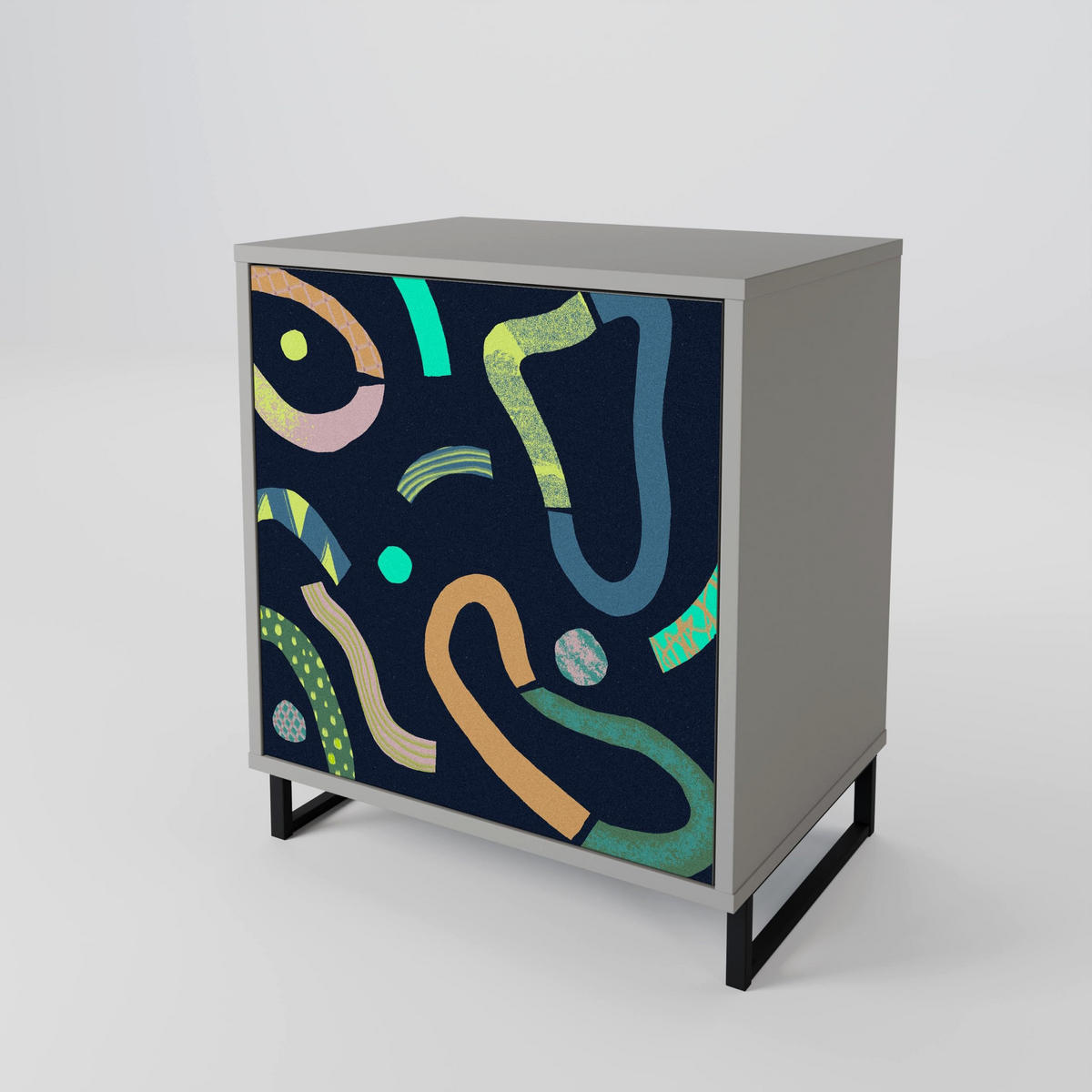 SIDEBOARD CONTRAST DANCE, Grau, 57,5x42x57,5 cm, Ohne Füße - Multicolor/Grau, Holzwerkstoff (57.5/57.5/42cm) - SpaceRebels