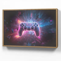 NÁSTĚNNÁ LAMPA S AKUMULÁTOREM Controller - Neon - Explosion - Abstraktní 100x70 cm - fialová, kompozitní dřevo (100/70/8cm)