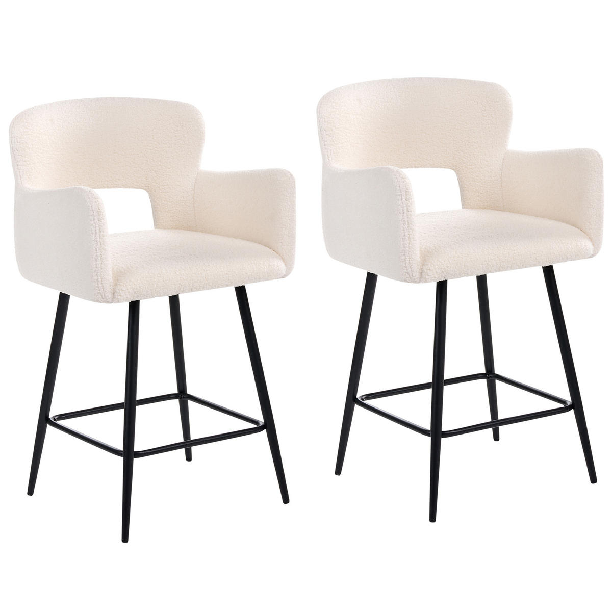 BARSTUHL 2er-Set Bouclé Cremeweiß Sanilac - Weiß, Textil (53/94/51cm) - Beliani