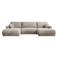 WOHNLANDSCHAFT Fuego U - Creme/Schwarz, Holz/Kunststoff (364/87/168cm) - MIRJAN24