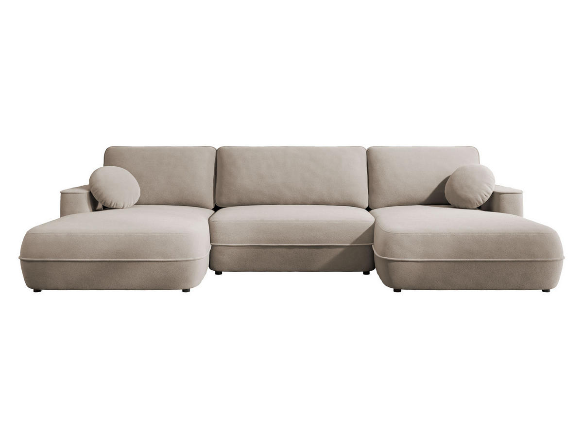 WOHNLANDSCHAFT Fuego U - Creme/Schwarz, Holz/Kunststoff (364/87/168cm) - MIRJAN24