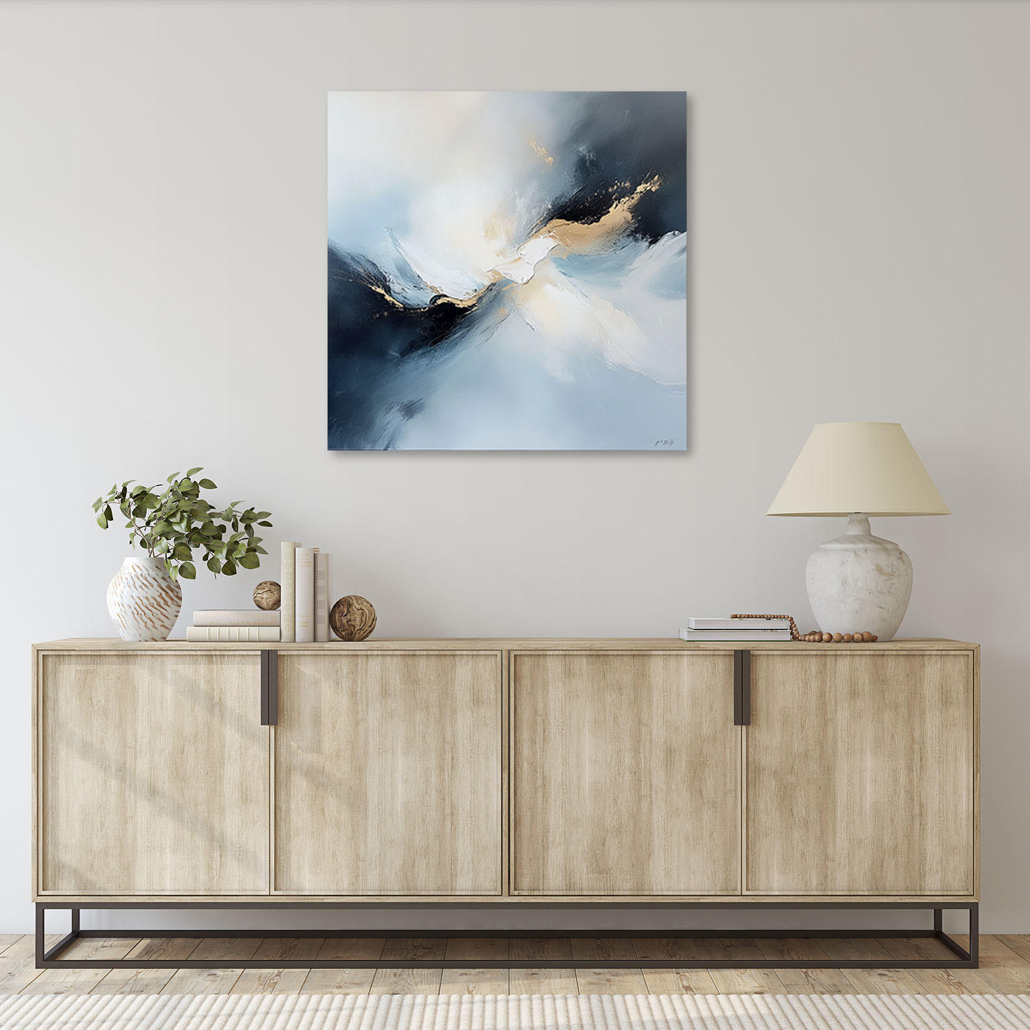 LEINWANDBILD Abstrakt Schwarz Gold Grau 50x50cm - Grau, Textil (50/50cm) - Feeby