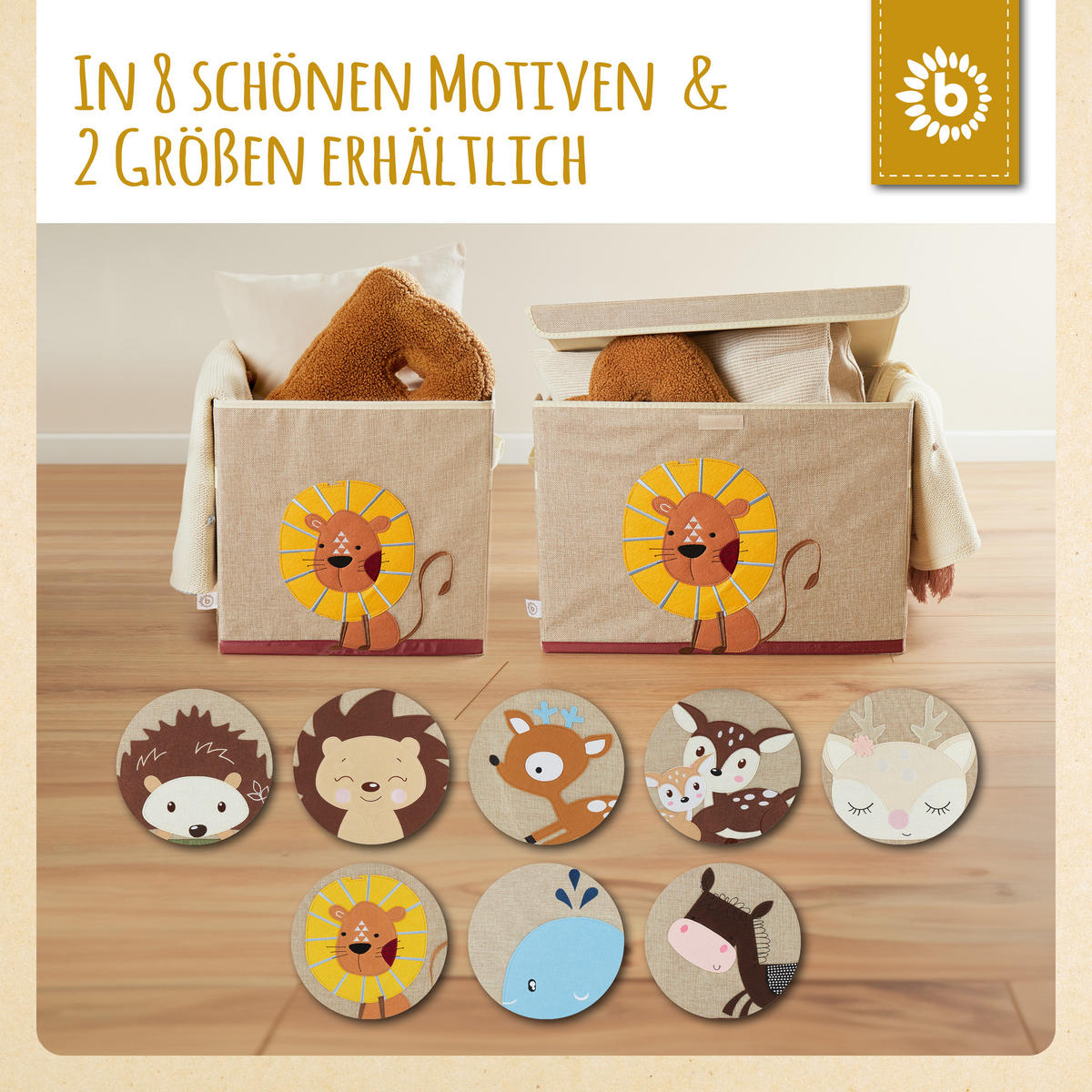 AUFBEWAHRUNGSBOX mit Deckel 65L, faltbar - Beige/Gelb, Textil (51/36cm) - Bieco Spielwaren