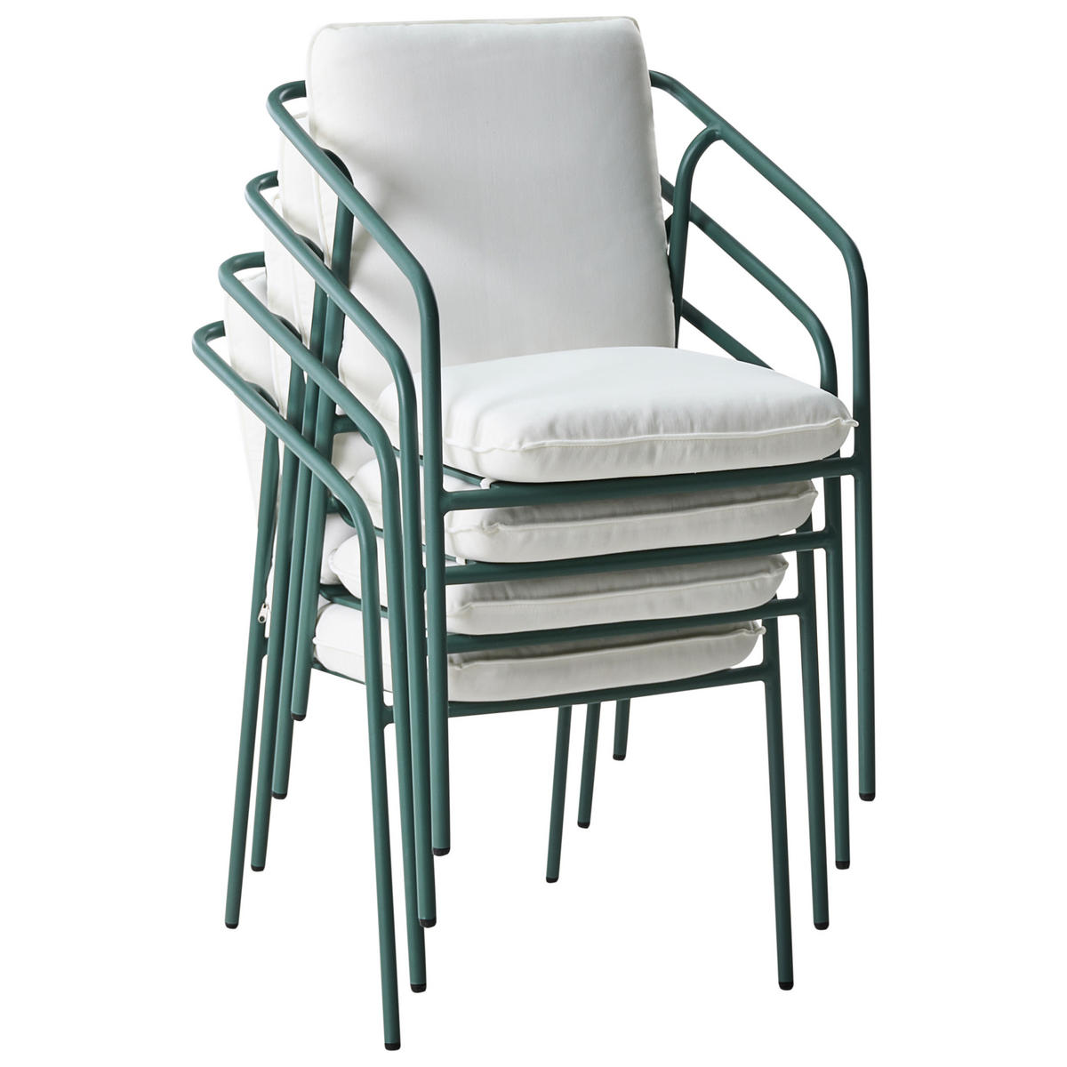 GARTENSTUHL 4er-Set Grün Asciano - Weiß/Grün, Metall (55/86/61cm) - Beliani