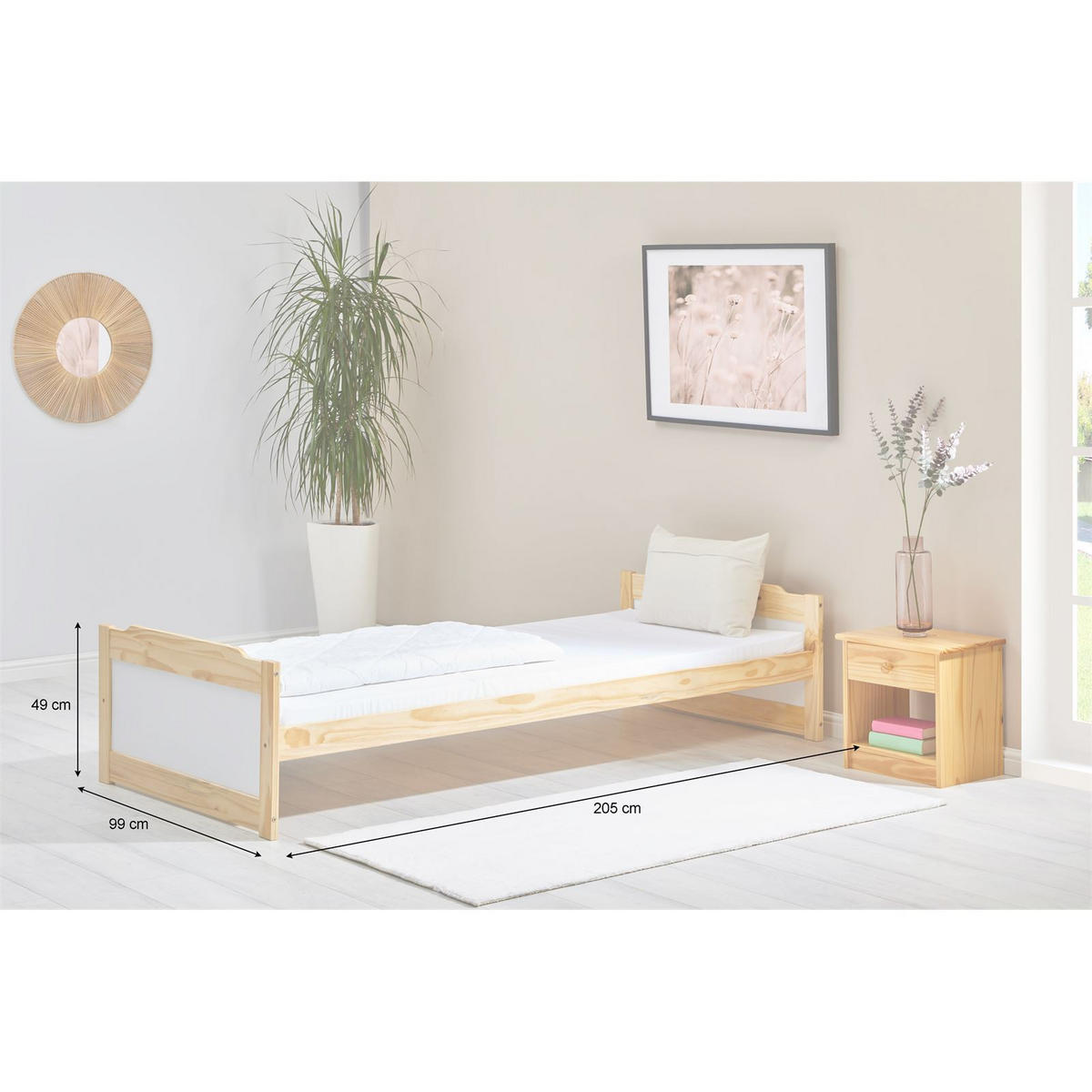 EINZELBETT FRITZ 90X200 CM - Naturfarben, Holz (90/200cm) - IDIMEX