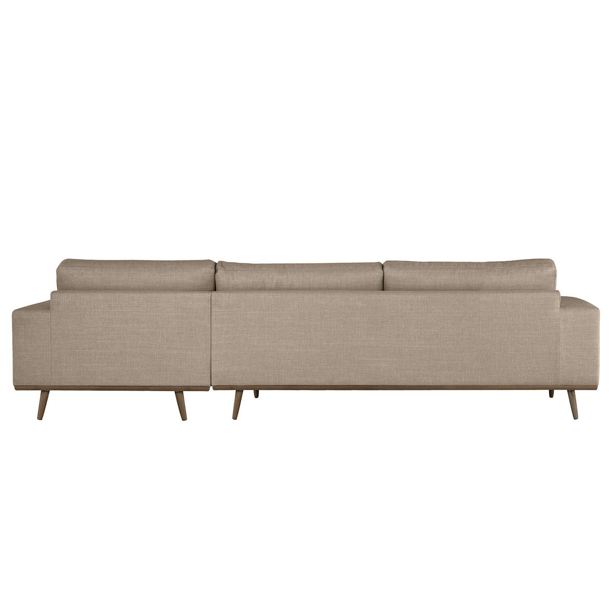 ECKSOFA mit Longchair - Taupe/Eichefarben, Eichenholz/Textil (281/153cm) - home24