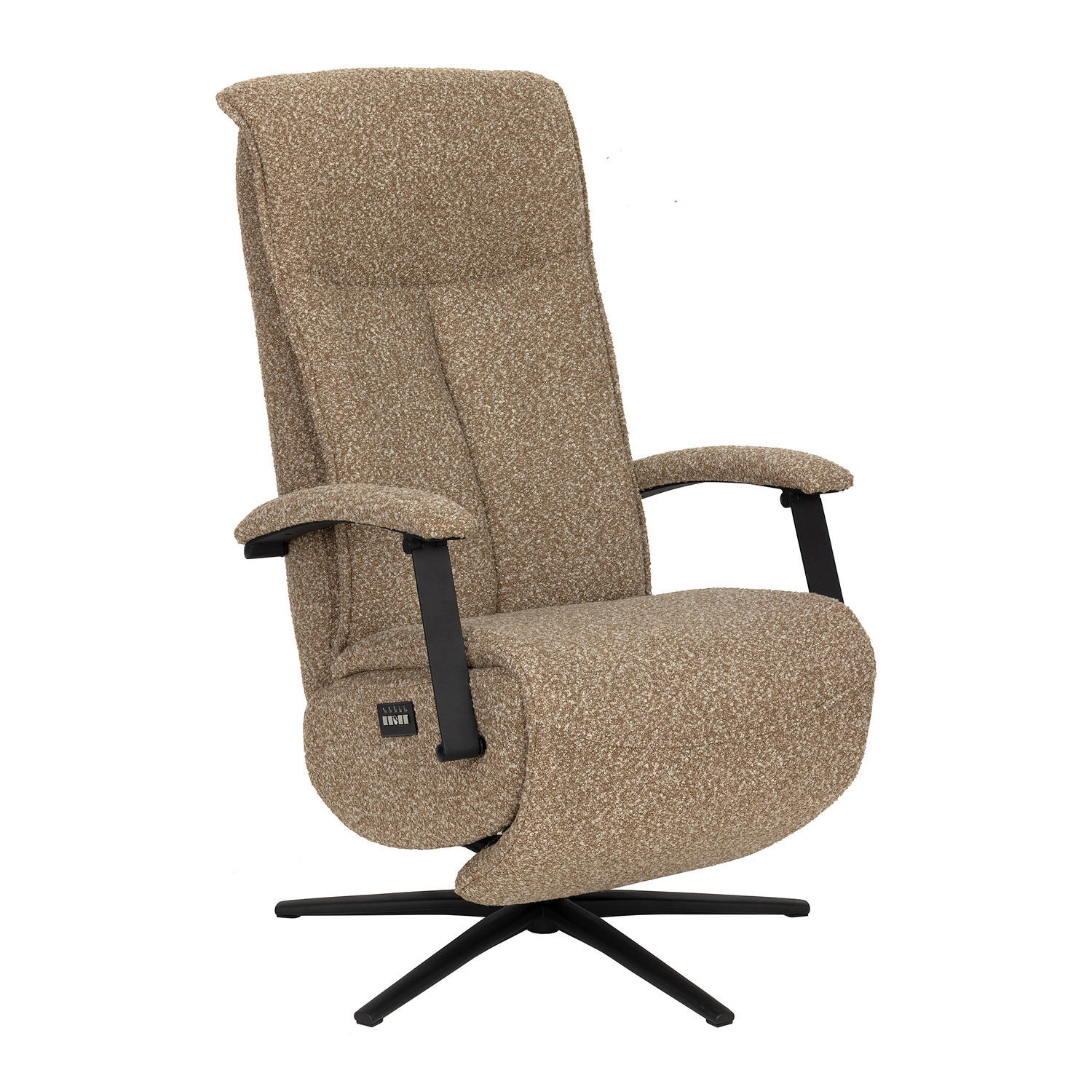 RELAXSESSEL - Bouclé / Eisen - Hellbraun/Schwarz, Textil/Metall (67/114/84cm) - home24